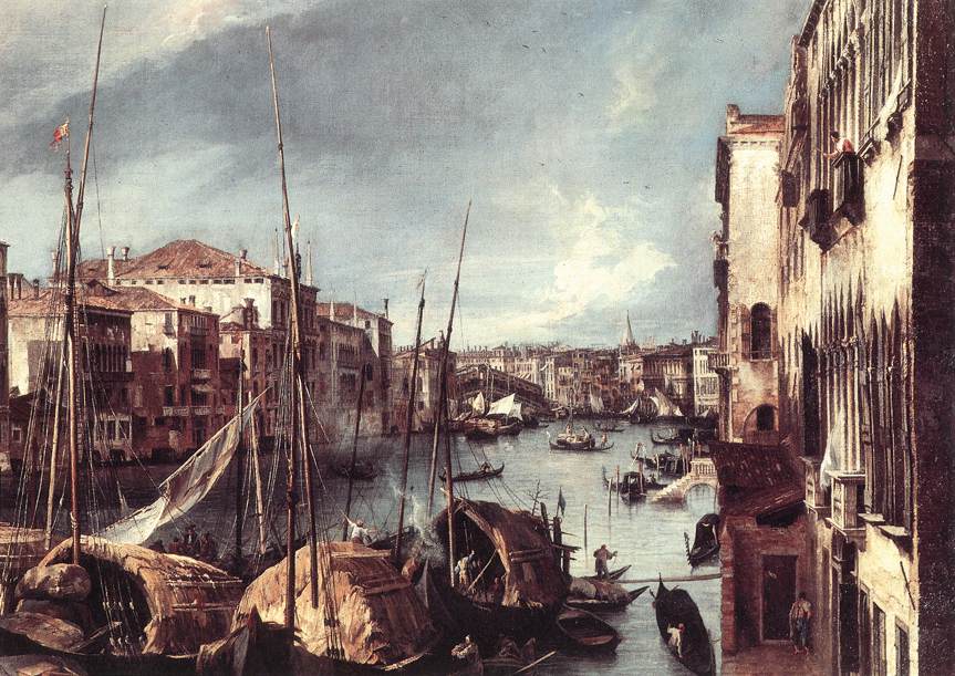 The Grand Canal with the Rialto Bridge in the Background (detail)