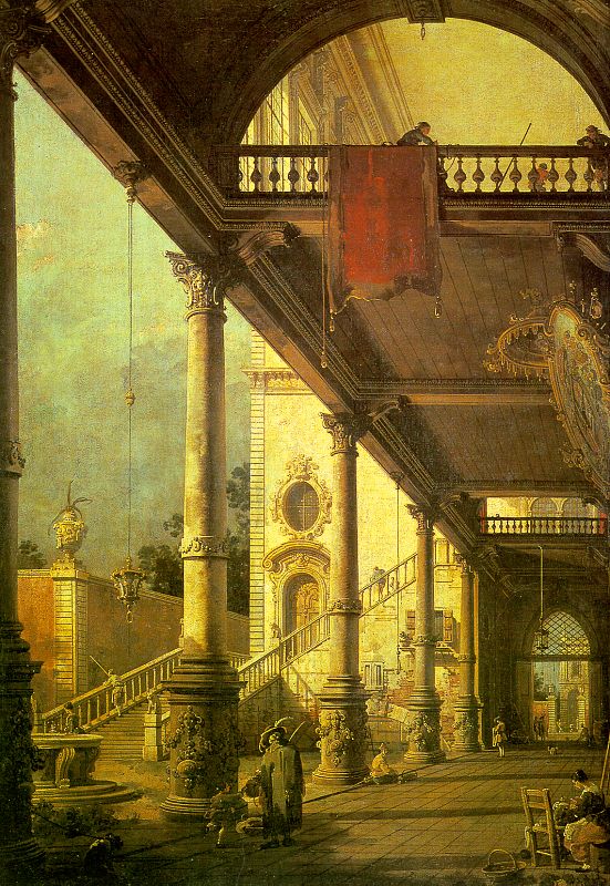 Capriccio, A Colonnade opening onto the Courtyard of a Palace