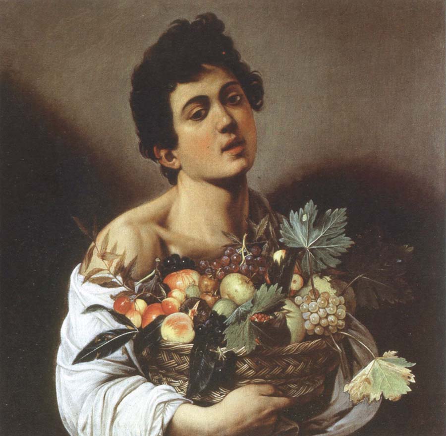 boy with a basket of fruit