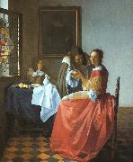 JanVermeer A Lady and Two Gentlemen oil