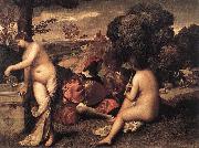 Giorgione Concert Champetre oil on canvas