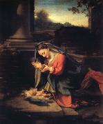 Correggio Madonna worshipping the Child oil on canvas